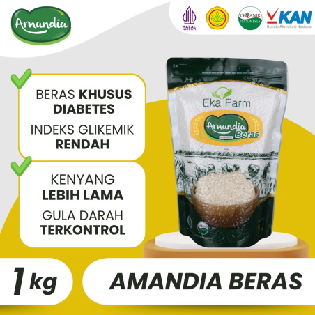 Organic Amandia Rice 1kg Vacuum Pack - Eka Farm Official