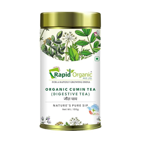 Rapid Organic Cumin Tea | Jeera Digestive Tea for Weight Loss | Herbal Caffeine Free Organic Tea | Relieves Bloating, Aids Dig