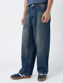 Nuon Dark Blue Relaxed-Fit Mid-Rise Jeans