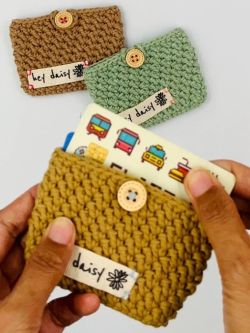 Handmade Knitted Card Wallet – Cotton Yarn