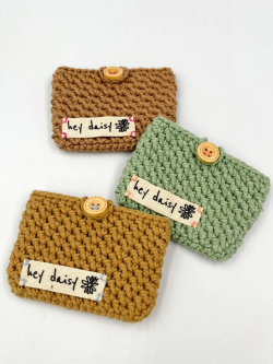 Handmade Knitted Card Wallet – Cotton Yarn