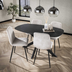 Ceramic Dining Table with Rounded Edges
