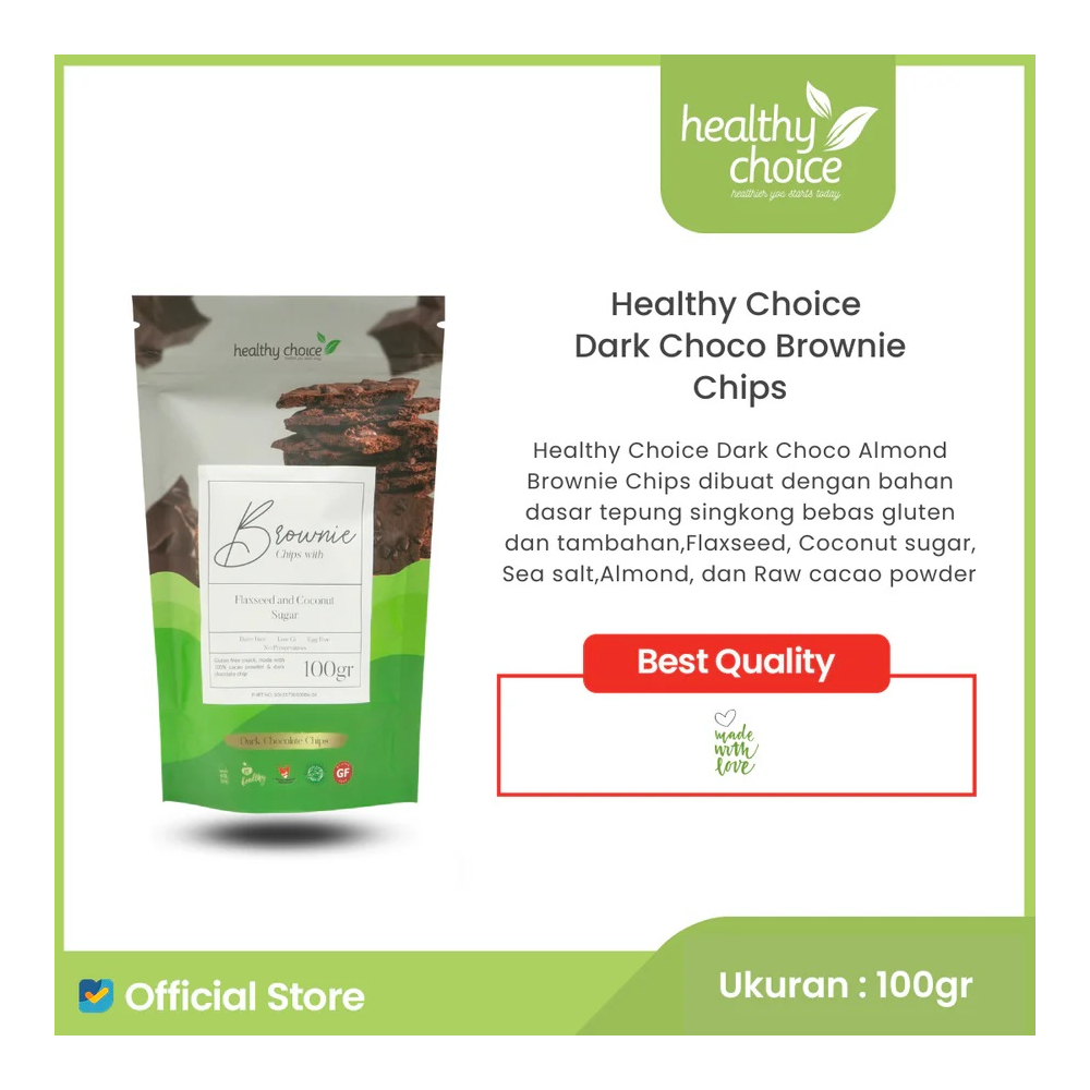 Healthy Choice Dark Choco Brownie Chips 100gr