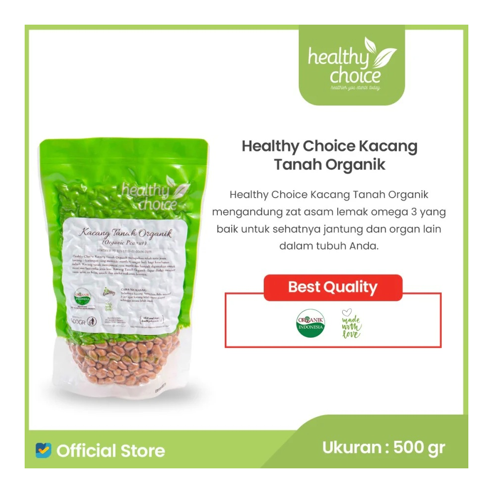 Healthy Choice Organic Peanuts 500gr